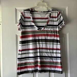 Caslon Multicolor Striped U-Neck Tee